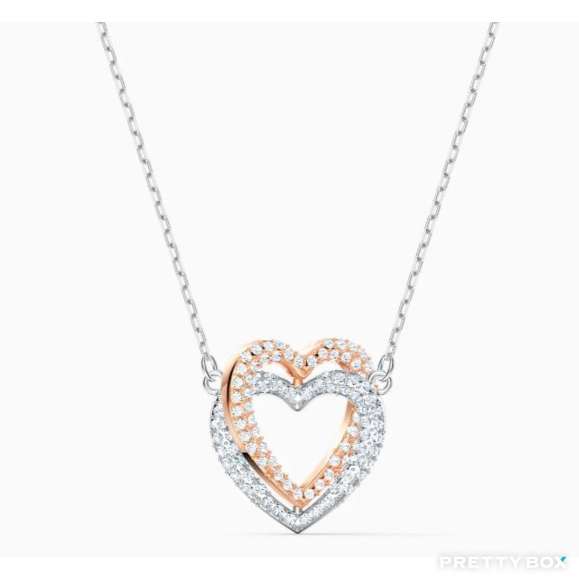 Swarovski INFINITY Double Heart Crystal Necklace - Romantic Intertwined Design